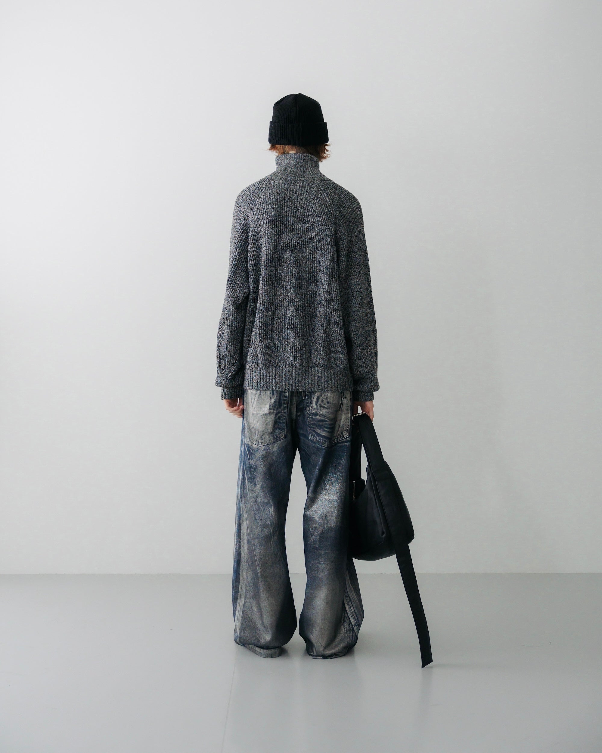 FINE WOOL ZIP KNIT PULLOVER