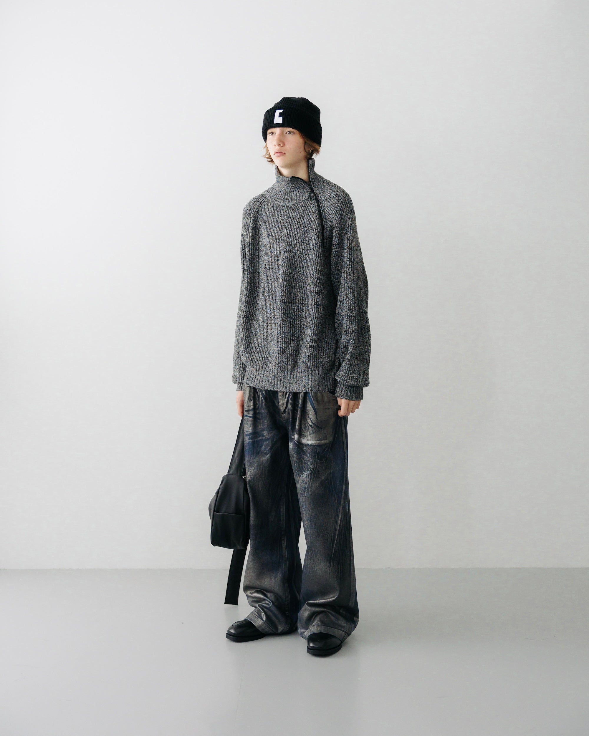 FINE WOOL ZIP KNIT PULLOVER